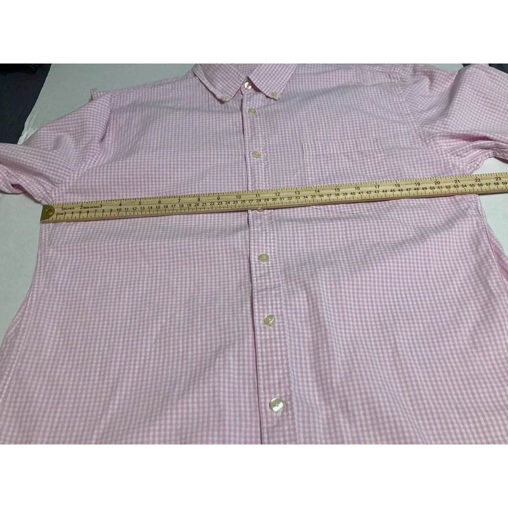 J. Crew Mens Long Sleeve‎ Button Up Tailored Fit 100% Pink Checked Cotton Size L